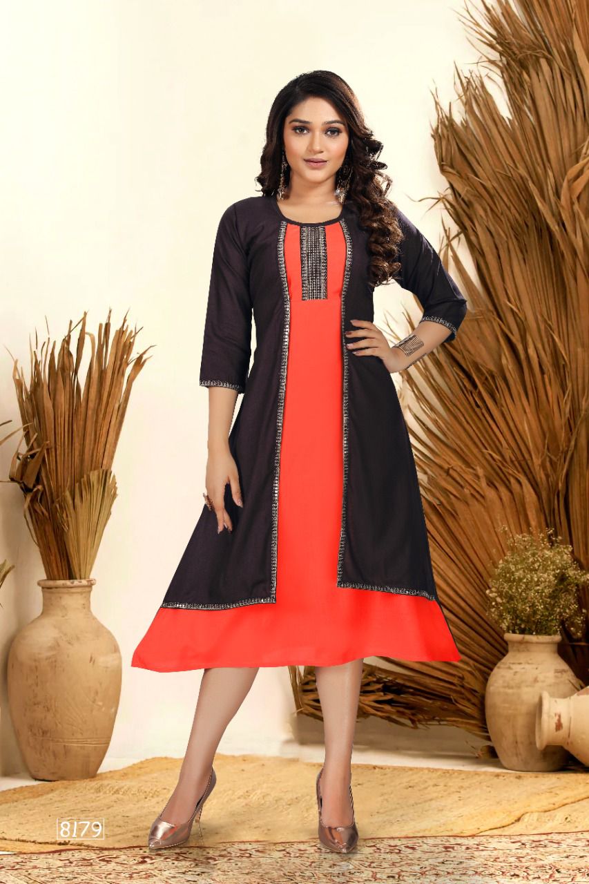 Golden Poonam 1 Regular Wear Rayon Kurti With Jacket Collection